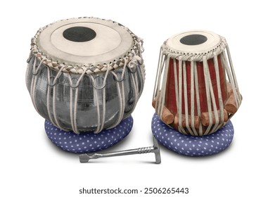 Set of traditional tabla drums in white back with shadow - Powered by Shutterstock