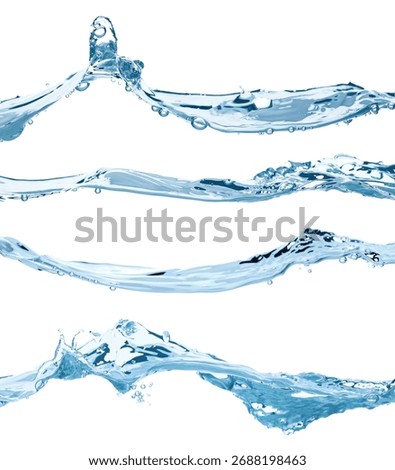 Set of transparent water waves isolated on transparent background. Perfect for liquid, nature, ocean, environment, and creative projects