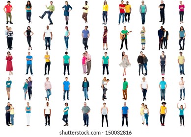 Set of trendy people isolated on white background