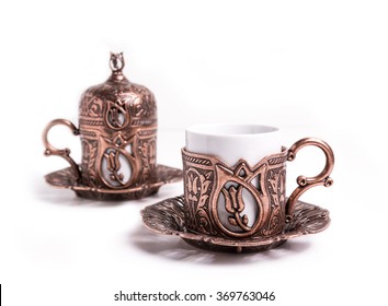 Set Of Turkish Coffee Cups Isloated