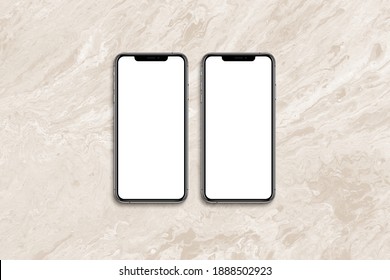 set of two iphoneX with blank white screen