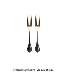 Set of two silver kitchen knives with black handles, arranged vertically, isolated on white background