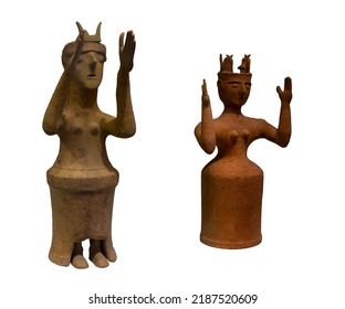 Set two statuettes female goddess figurines  Isolated object white background