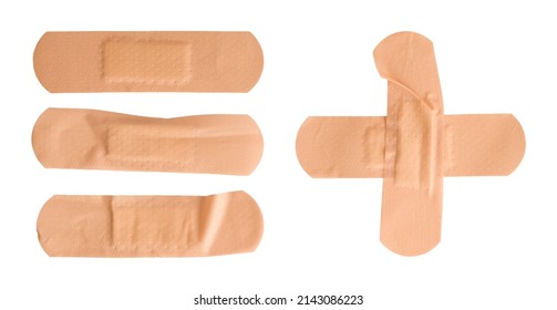 Set of Used Medical Sticking plasters isolated on white background - Shutterstock ID 2143086223