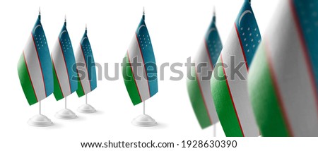 Set of Uzbekistan national flags on a white background
