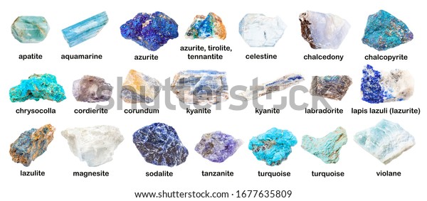 Set Various Blue Unpolished Stones Names Stock Photo 1677635809 ...
