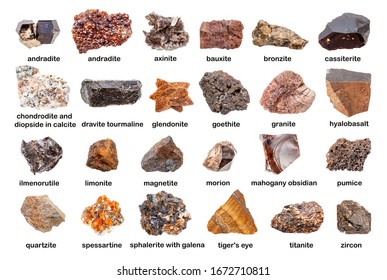 Collection Various Brown Raw Stones Names Stock Photo (Edit Now) 2094130744