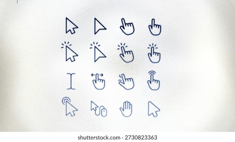 Set of various computer mouse cursor and hand pointer icons for web interface