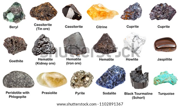 Set Various Minerals Names Isolated On Stock Photo 1102891367 ...