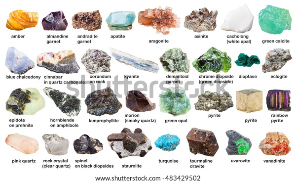 Set Various Raw Gemstones Crystals Names Stock Photo (Edit Now) 483429502
