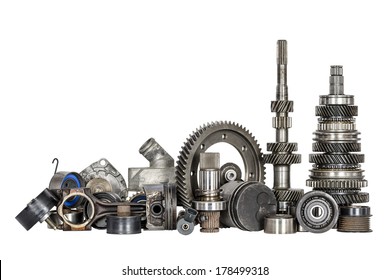 Set of various spare parts of engine and gear box - Shutterstock ID 178499318