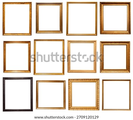 set of various square pictute frames cutout on white background