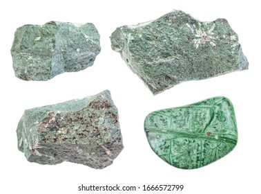 Set Of Various Tinguaite (Phonolite) Rocks Isolated On White Background