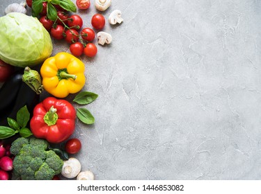 Set of vegetables on a concrete background