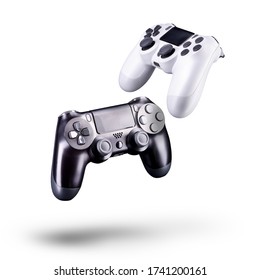 Set of video game joysticks gamepad isolated on a white background, concept of playing games or watching TV. - Shutterstock ID 1741200161