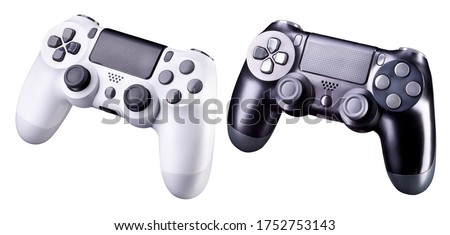 Set of video game joysticks gamepad isolated on a white background, concept of playing games or watching TV.