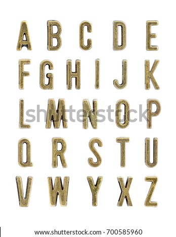 Set of the vintage copper letters isolated on the white background