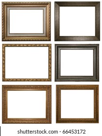 Set Of Vintage Gold Picture Frame, Isolated With Clipping Path