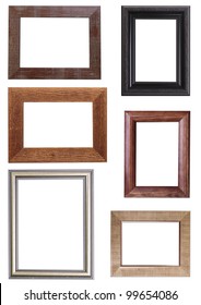 Set Of Vintage Gold And Wood Picture Frame, Isolated On White