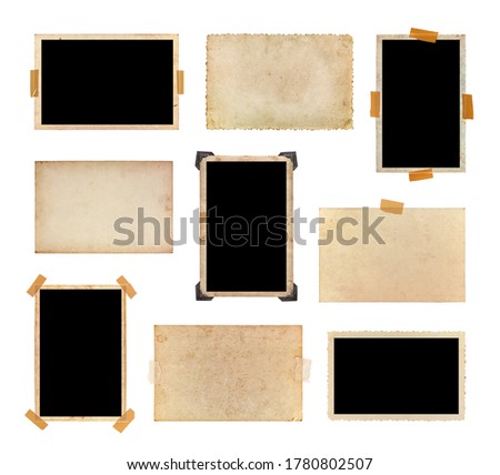 Set of vintage photos isolated on a white background. Collection of old photos, each one is shot separately.