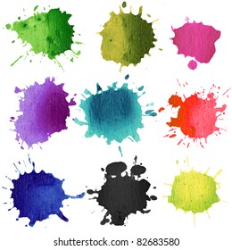 Set of watercolor blobs, isolated on white background