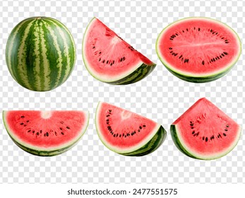 Set of Watermelon isolated on transparent background