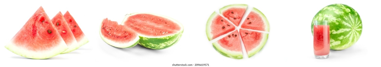 Set of Watermelon isolated on a white background - Shutterstock ID 2096619571