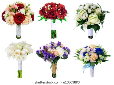 Set of wedding bouquets on white background, bouquet of the bride - Powered by Shutterstock