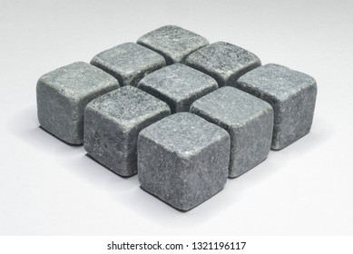 Set of whiskey chiller stones on the white background