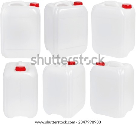 set of white big plastic canister isolated