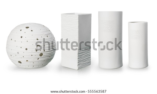 Set White Illuminated Vases Isolated On Stock Photo Edit Now