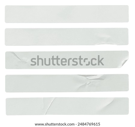 A set of white rectangular paper sticker label isolated on white background.