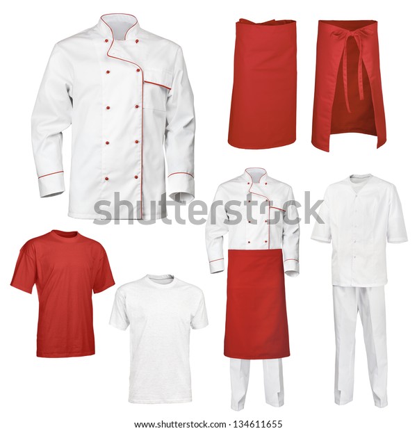 Set White Red Chef Cooks Clothes Stock Photo (Edit Now) 134611655