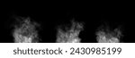 set white smoke steam spray, and abstract vapor water isolated on a black background. concept of texture cold mist or hot vapor, fog effect, and cloud for design air pollution, element smog