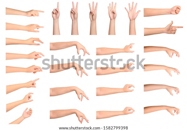 Set Woman Hands Gesturing Isolated On Stock Photo (Edit Now) 1582799398