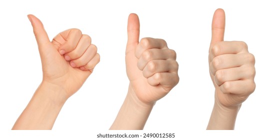 Set of Woman Hands with Like Gesture, isolated on a transparent background