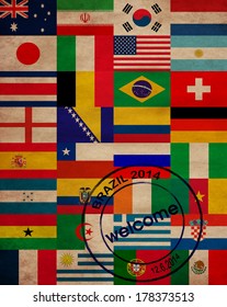 set of world flags in world cup in Brazil 