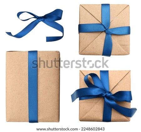 Set of wrapped gift box isolate white