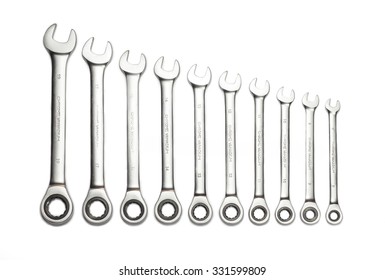 Set of wrenches isolated on white background.