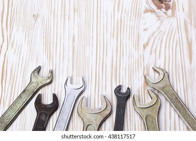 Set of wrenches in several different sizes.