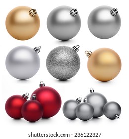 Set Of Xmas Balls Isolated On White Background