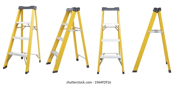 set yellow Ladder  isolated white