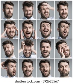 Set Young Mans Portraits Different Emotions Stock Photo 392623567 ...