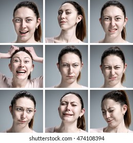 Set Young Womans Portraits Different Emotions Stock Photo 474108394 ...