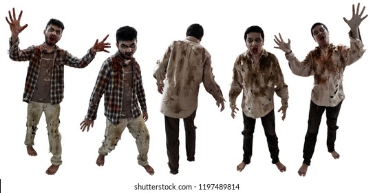 Set Of Zombies Isolated On White Background