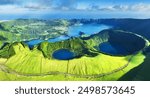 Sete Cidades volcanic lake - panorama landscape, Azores, Portugal