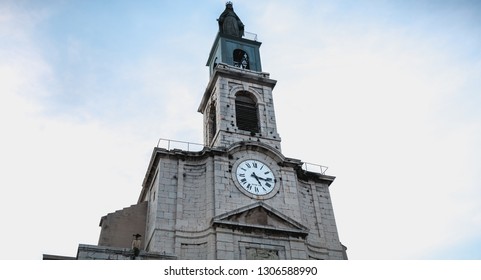 Sete, France - January 4, 2019: Architectural Detail Of The Saint Louis Church In The Upstate Of The City On A Winter Day