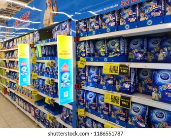 Setia Alam Selangor, Malaysia - September 23, 2018 : Market Aisle Filled With Powdered Baby Milk Formula A Commercial Baby Food At Tesco Supermarket In Setia Alam