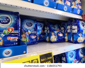 Setia Alam Selangor, Malaysia - September 23, 2018 : Market Aisle Filled With Powdered Baby Milk Formula A Commercial Baby Food At Tesco Supermarket In Setia Alam