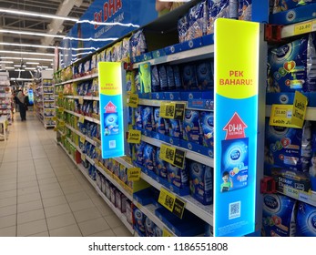 Setia Alam Selangor, Malaysia - September 23, 2018 : Market Aisle Filled With Powdered Baby Milk Formula A Commercial Baby Food At Tesco Supermarket In Setia Alam